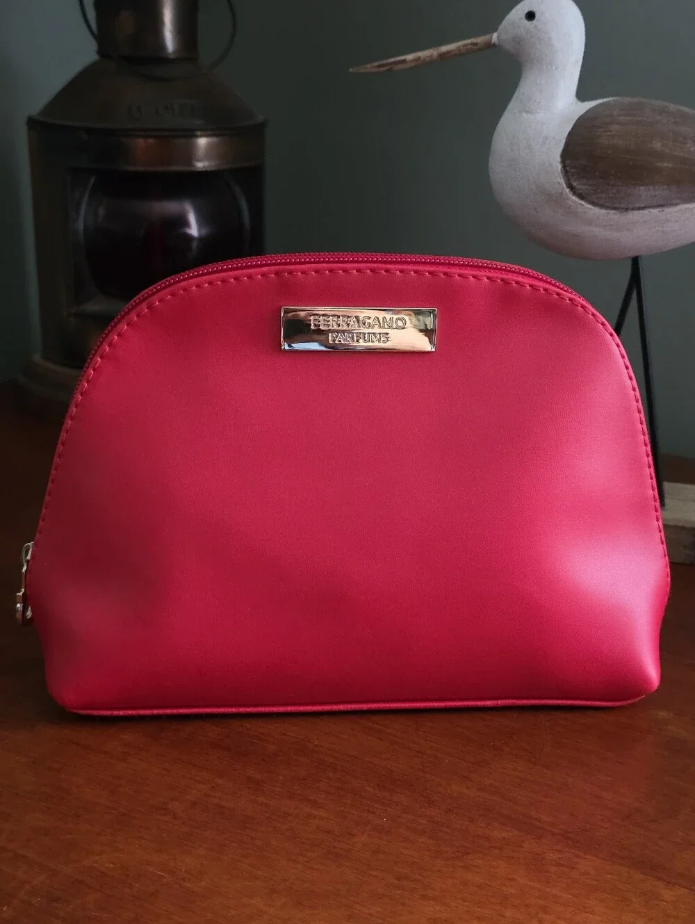 Ferragamo Parfums Cherry Red Cosmetic Makeup Bag Travel Case Pouch